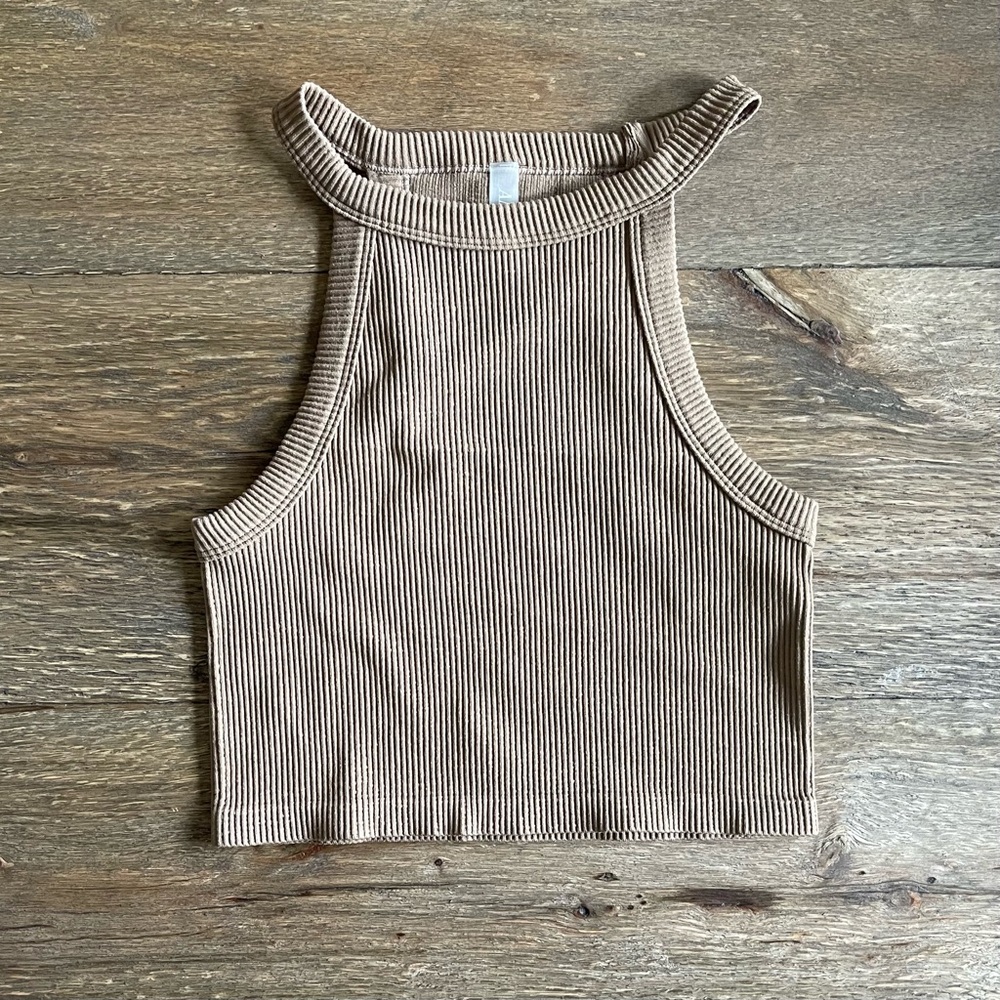 ANWND M/L Ribbed Beige Crop Top